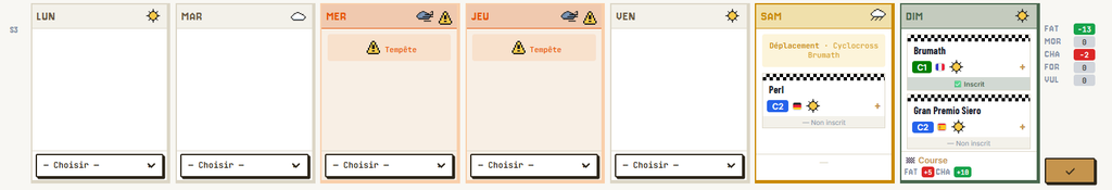 semaine d'entrainement