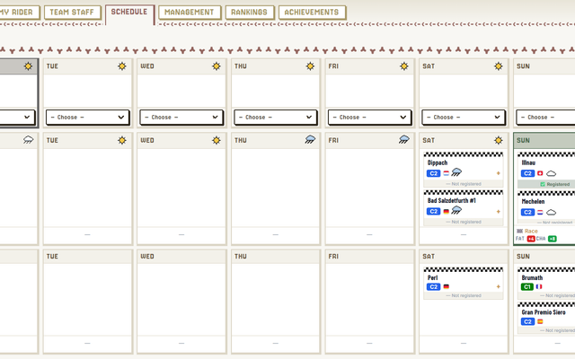 Schedule page